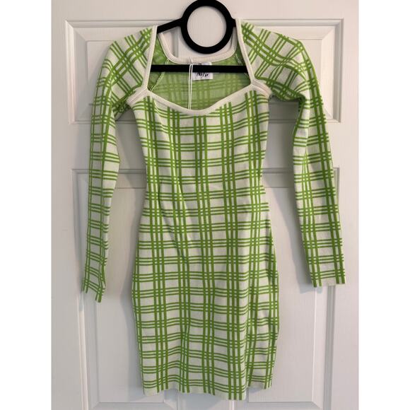 Princess Polly Dress size XS/S - green and white/cream - NWT! - Picture 1 of 2